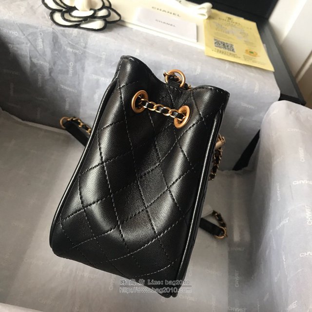 Chanel女包 2019早秋新款 黑色 香奈兒紅色水桶包 香奈爾鏈條單肩包  djc2570